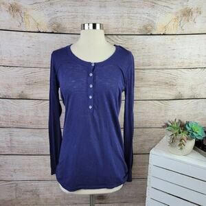 Daftbird Detailed Henley Long Sleeve Tee Blue Size Medium‎